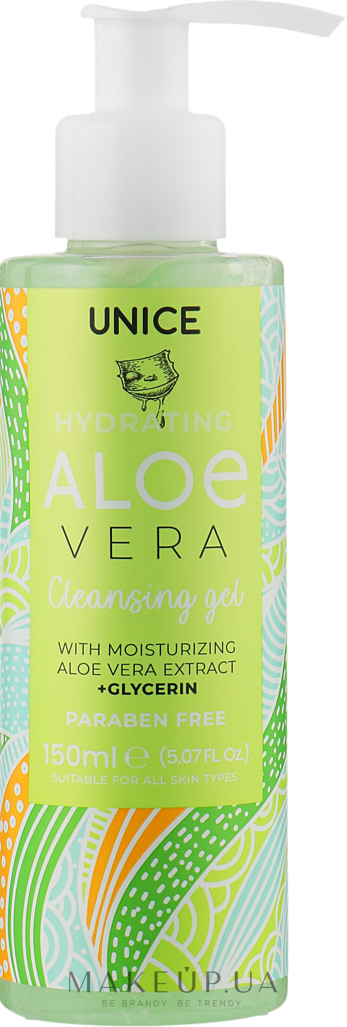Очищувальний гель для вмивання з алое вера - Unice Hydrating Aloe Vera Cleansing Gel — фото 150ml