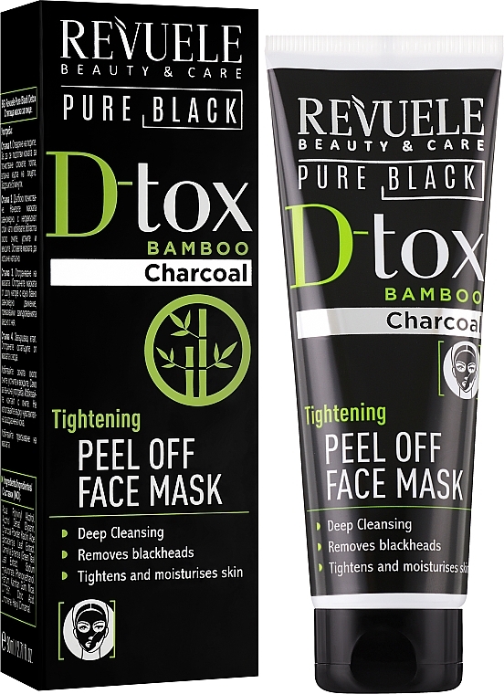Маска-плівка для обличчя з бамбуковим вугіллям - Revuele Pure Black Detox Peel Off Face Mask — фото N2