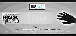 Перчатки одноразовые, черные, латексные, без пудры, размер S, 20 шт. - Eurostil — фото N1