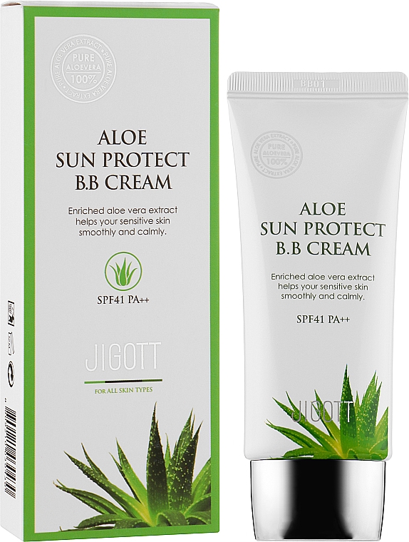 Солнцезащитный увлажняющий BB-крем с алоэ вера - Jigott Aloe Sun Protect BB Cream SPF41 — фото N2