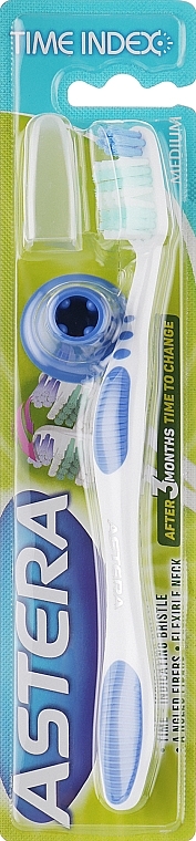 Зубна щітка з індикатором часу, синя з білим - Astera Time Index Toothbrush — фото N1