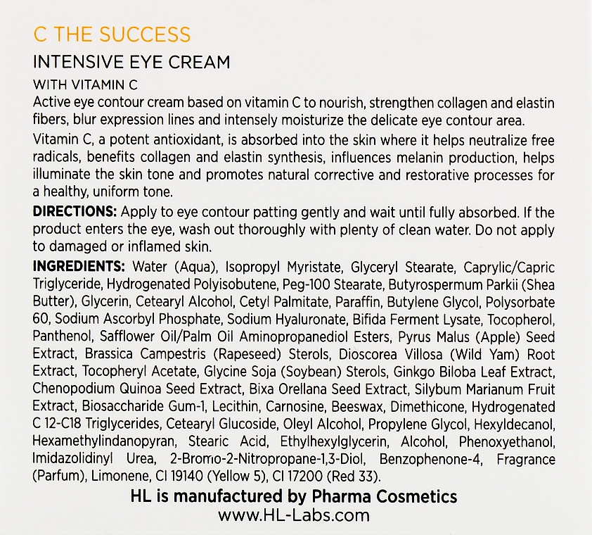 Інтенсивний крем для повік - Holy Land Cosmetics C the Success Intensive Eye Cream With Vitamin  — фото N4
