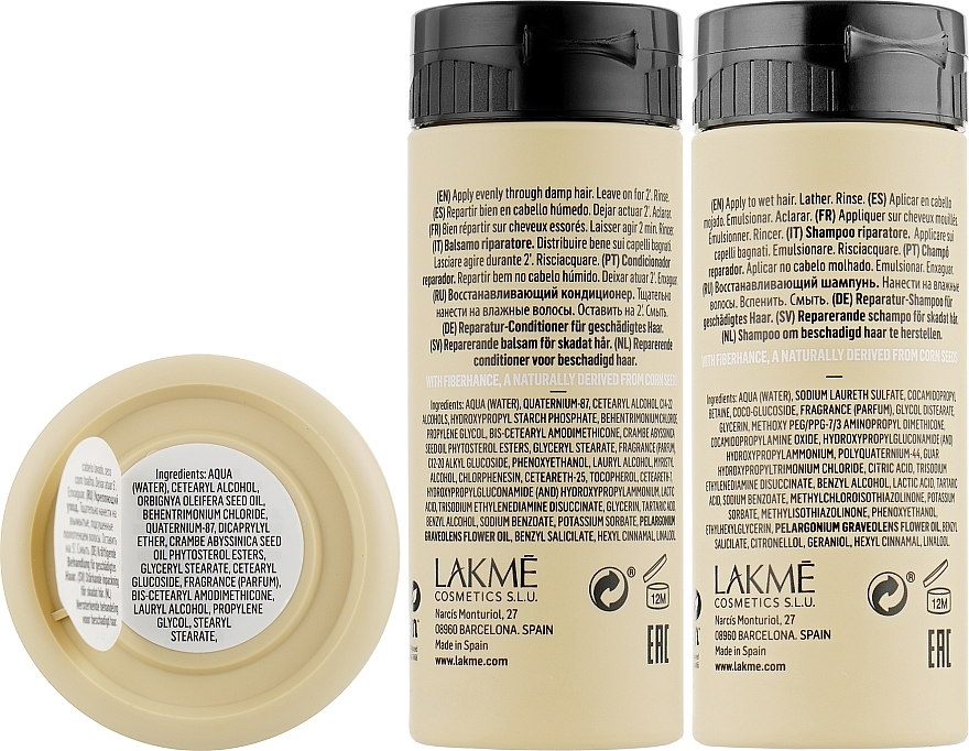 Набор восстанавливающий для сухих или поврежденных волос - Lakme Teknia Deep Care (shm/100ml + conditio/100ml + mask/50ml) — фото N3