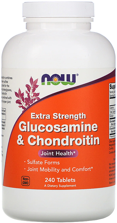 Глюкозамін і хондроїтин, посилена дія - Now Foods Glucosamine & Chondroitin Extra Strength — фото N1
