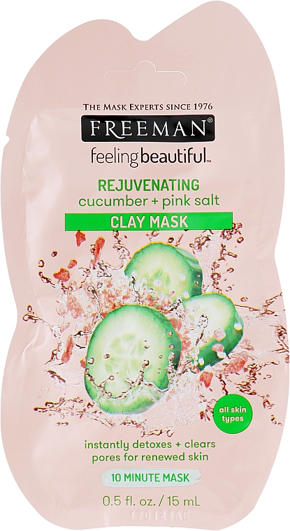 Глиняна маска для обличчя «Огірок і рожева сіль» - Freeman Feeling Beautiful Mask (міні) — фото N1