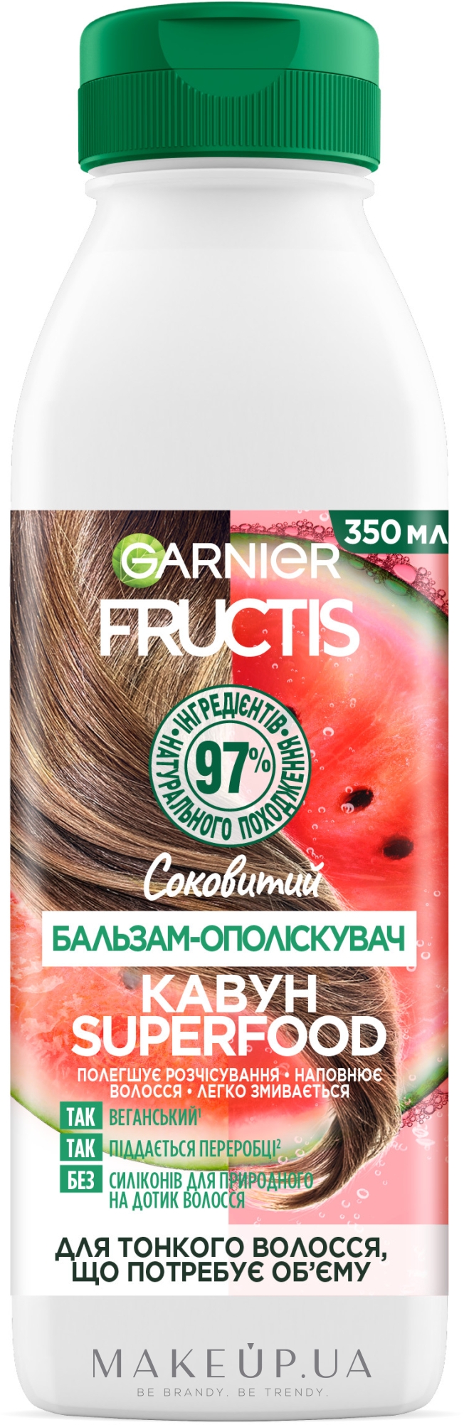 Бальзам-ополаскиватель "Сочный Арбуз" для тонких волос, нуждающихся в объеме - Garnier Fructis Superfood  — фото 350ml