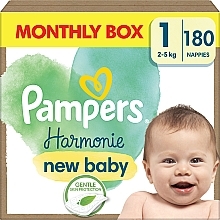 Підгузки Harmonie New Baby, розмір 1, 2-5 кг, 180 шт. - Pampers — фото N1