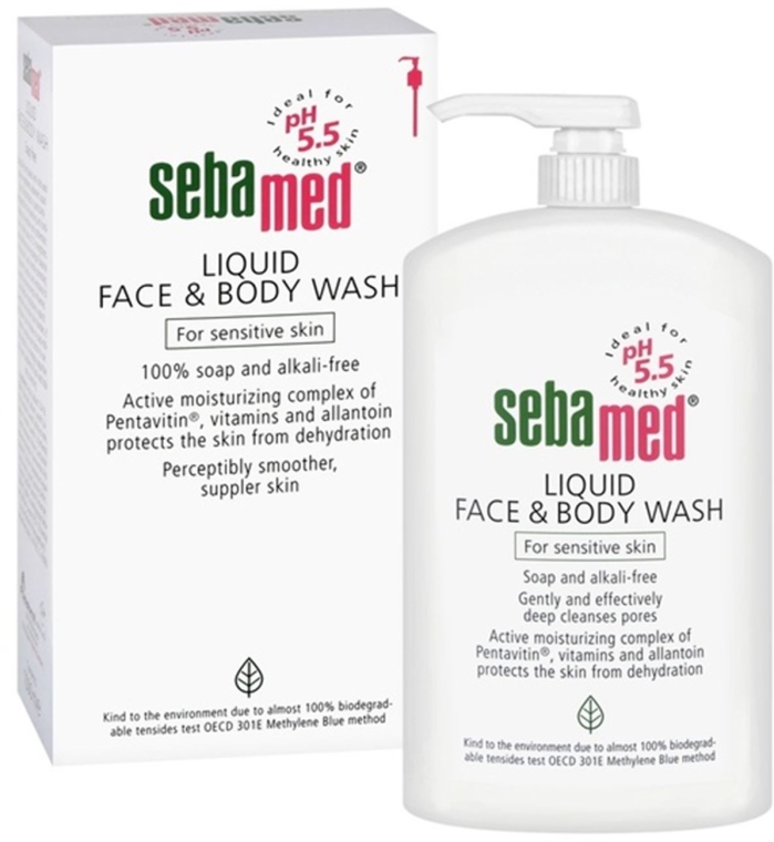 Очищающее средство для лица и тела - Sebamed Sensitive Skin Liquid Face and Body Wash — фото N2