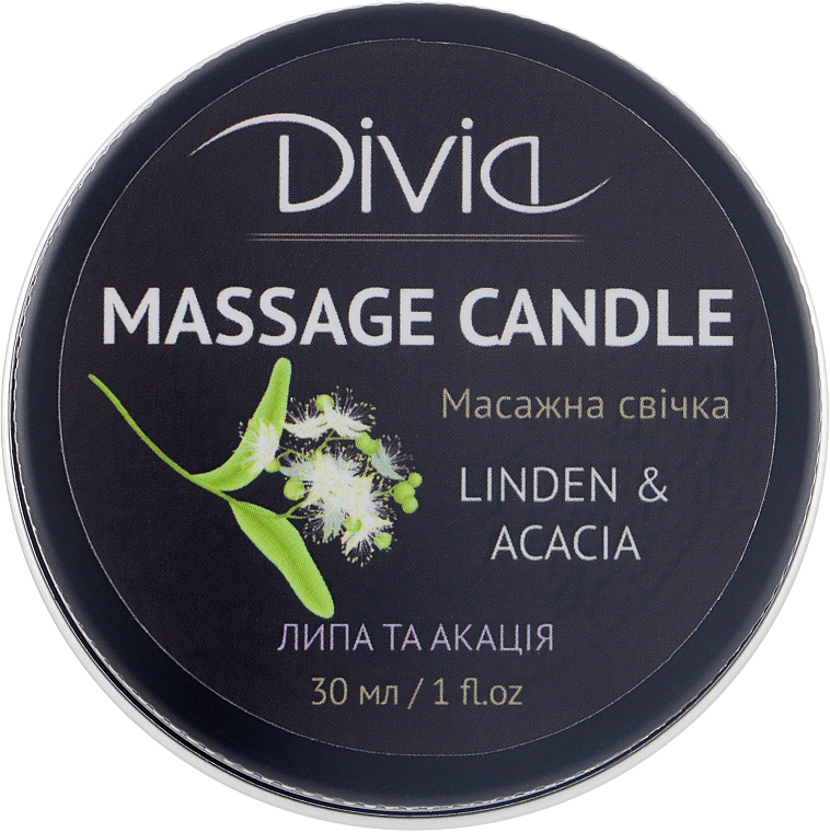 Свеча массажная для рук и тела "Липа и акация", Di1570 (30 мл) - Divia Massage Candle Hand & Body Linden & Acacia Di1570 (30 ml)