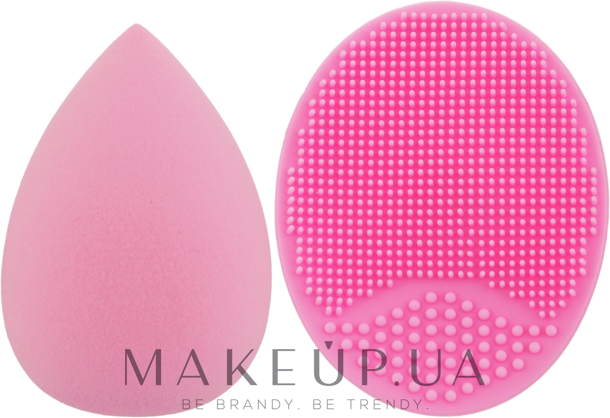 Набор спонжей для макияжа и умывания, 2 в 1, PF-52, розовый + розовый - Puffic Fashion — фото 2шт