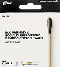 Парфумерія, косметика Бамбукові ватні палички - The Humble Co. Cotton Swabs Black