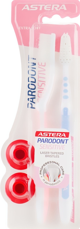 Зубна щітка, екстрам'яка, рожева + синя - Astera Parodont Sensitive Extra Soft 1 + 1 — фото N1