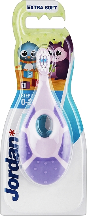 Дитяча зубна щітка Step By Step, 0-2 роки, фіолетова - Jordan Step By Step Extra Soft — фото N1