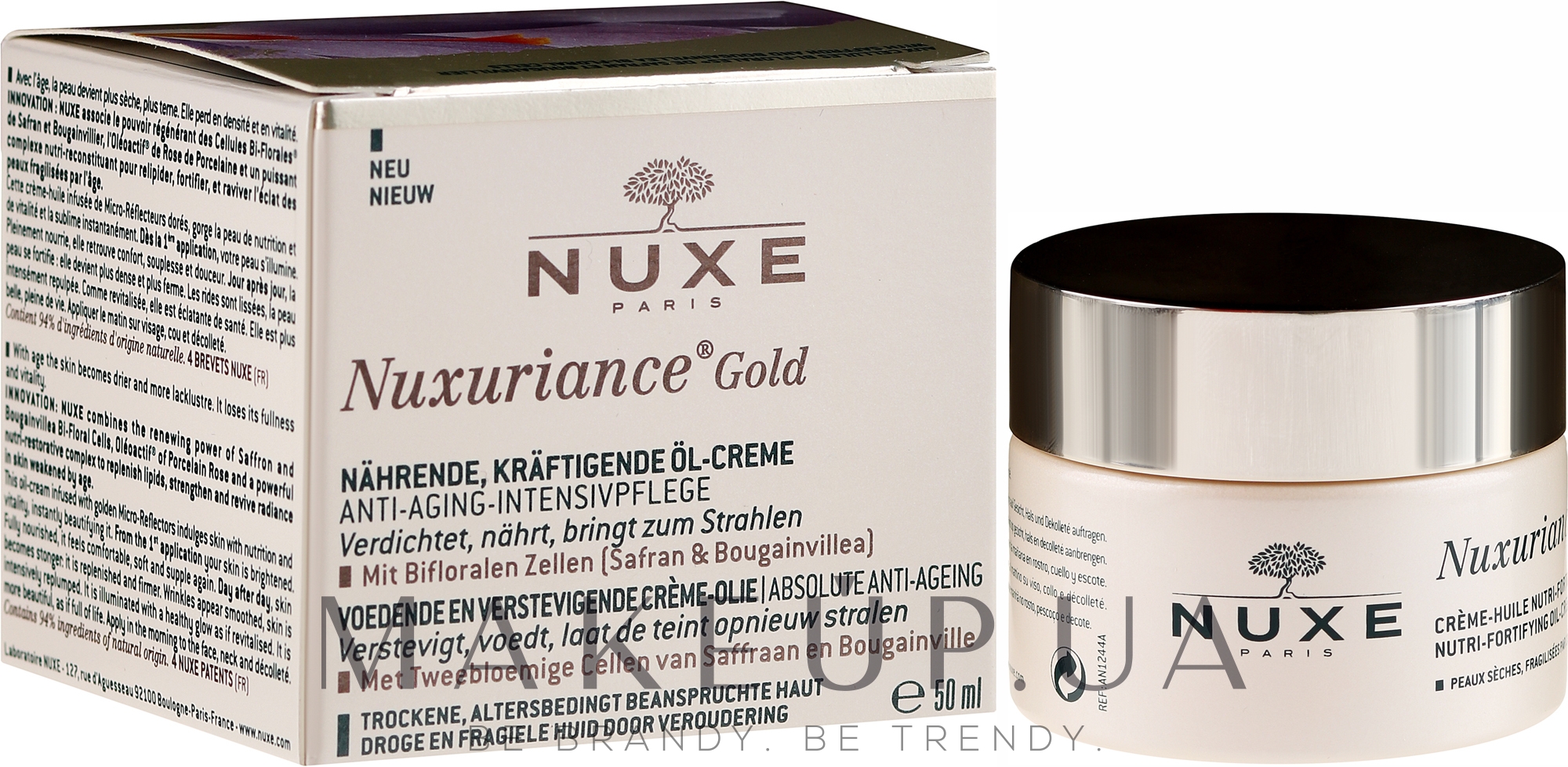 Живильний олійний крем з посилюючим ефектом для сухої шкіри - Nuxe Nuxuriance Gold Nutri-Fortifying Oil-Cream — фото 50ml
