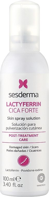 Спрей для тіла - SesDerma Laboratories Lactyferrin CICA Skin Spray Solution Post-Treatment Care — фото N1