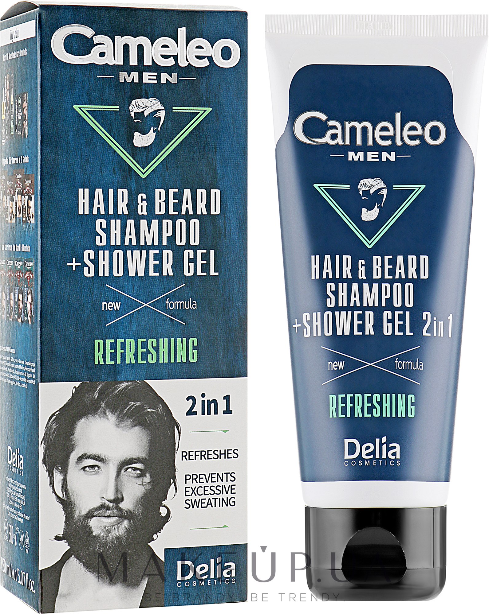 Шампунь для волос и бороды+гель для душа 2 в 1 - Delia Cameleo Men Refreshing Hair Shampoo and Shower Gel — фото 150ml