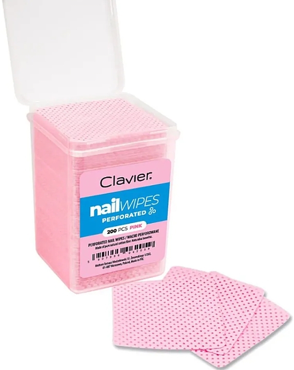 Подушечки для нігтів, перфоровані рожеві - Clavier Nail Wipes — фото N1
