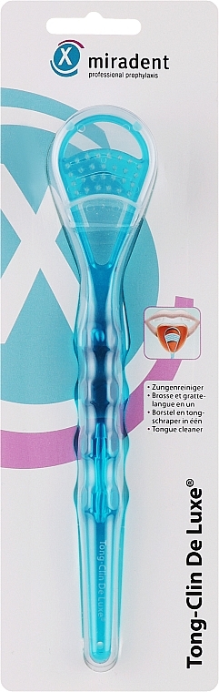 Шкребок для очищення язика, синій - Miradent Tong-Clin De Luxe — фото N1