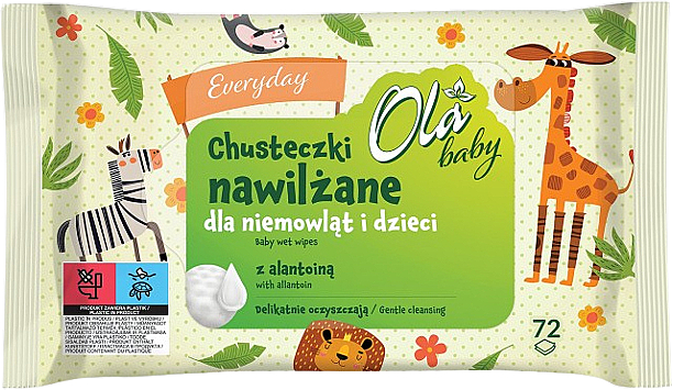 Вологі серветки для немовлят і дітей, 72 шт. - Ola Baby Everyday — фото N1