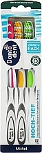 Набор зубных щеток Mittel, желтая, зеленая, розовая - Dontodent — фото N1