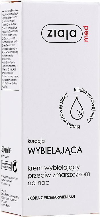 Ночной антивозрастной крем против пигментных пятен - Ziaja Med Whitening Anti-Weinkle Cream — фото N4