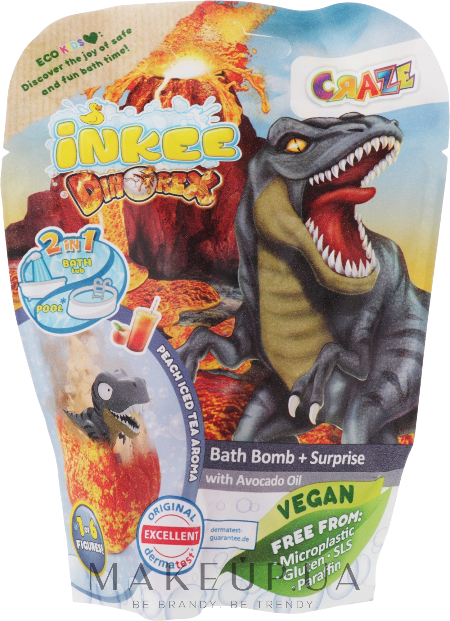 Ароматна бомбочка для ванни з іграшкою "Динозавр" - Craze Inkee Dinorex Bath Bomb With Surprise — фото 80g