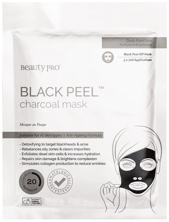 Маска-плівка з активованим вугіллям - BeautyPro Black Peel Off Mask With Activated Charcoal — фото N1