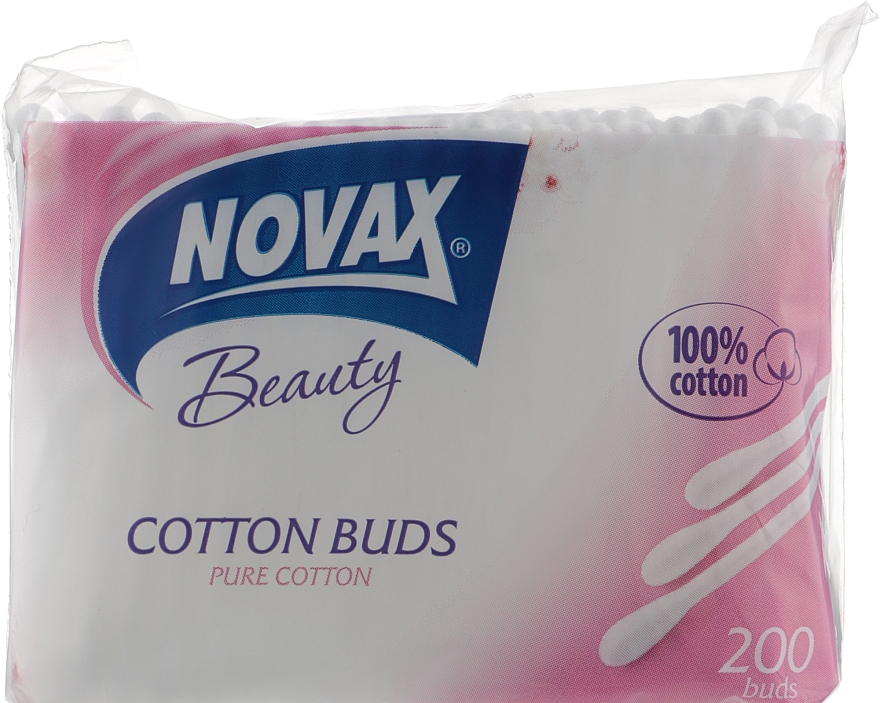 Ватні палички у поліетиленовій упаковці, 200 шт. - Novax Cotton Buds — фото N1