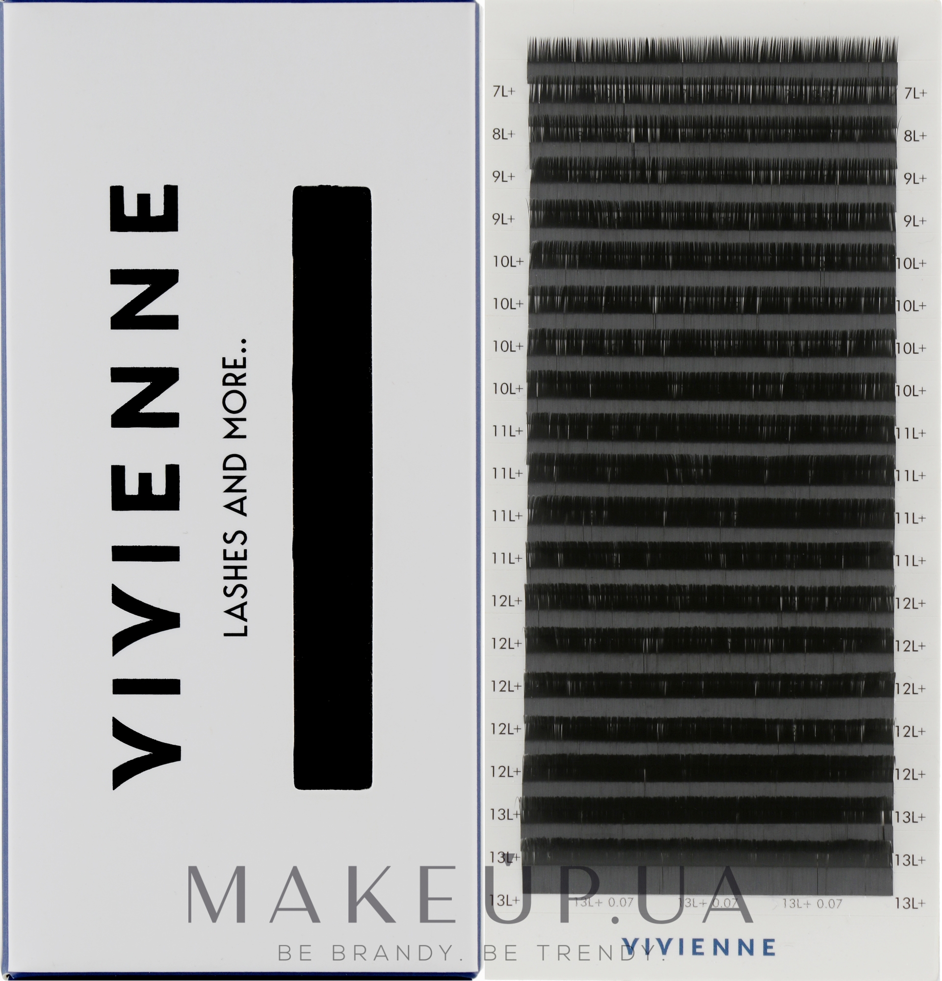 Накладні вії "Elite", чорні, 20 ліній (mix, 0.07, L + , (7-13)) - Vivienne — фото 1уп