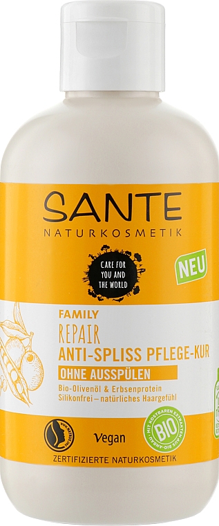 Средство несмываемое лечебное для секущихся волос "Олива и белок гороха" - Sante Family Repair Anti-Spliss Pflege-Kur — фото N1