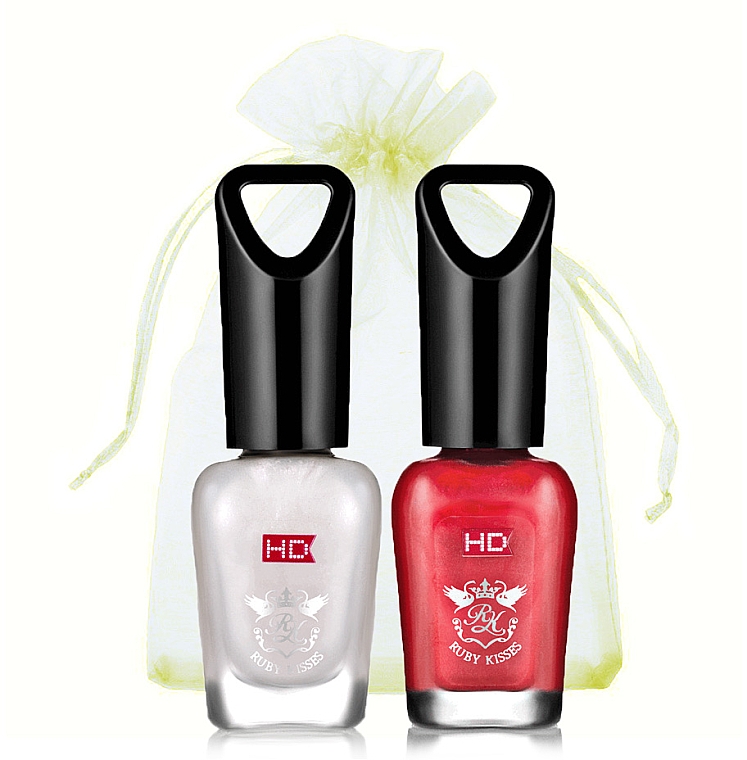 Набор лаков для ногтей "Микс", тон 26, 16 - Kiss Ruby Kisses HD (2 х n/polish/8ml) — фото N1