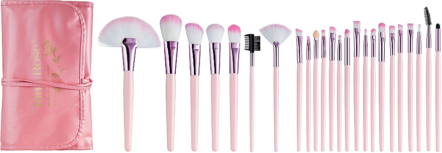 Набор кистей для макияжа в розовом чехле, 24 шт - King Rose Professional Makeup