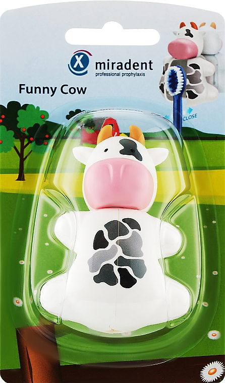Детский гигиенический футляр для зубной щетки, коровка - Miradent Funny Animals Holder For The Brush Cow — фото N1