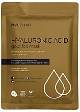 Фольгована маска для обличчя з гіалуроновою кислотою - BeautyPro Hyaluronic Acid Gold Foil Mask — фото N1