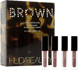 Набор - Huda Beauty Brown Obsessions Liquid Matte Minis (4 x l/gloss/2ml) — фото N1