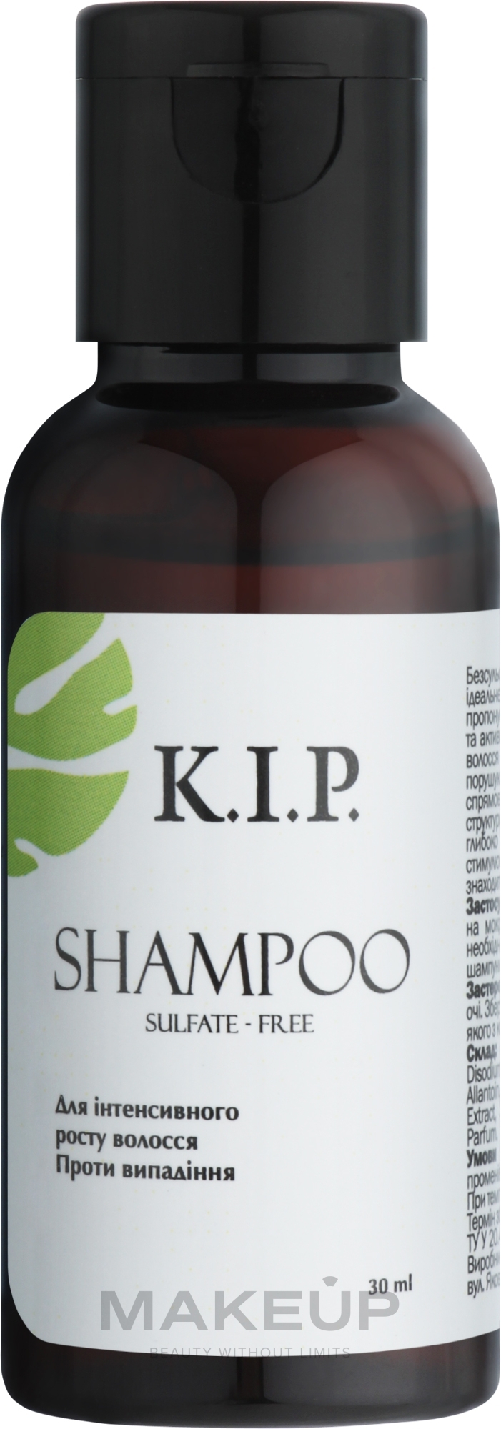 Безсульфатний шампунь для інтенсивного росту волосся - K.I.P. Shampoo (пробник) — фото 30ml