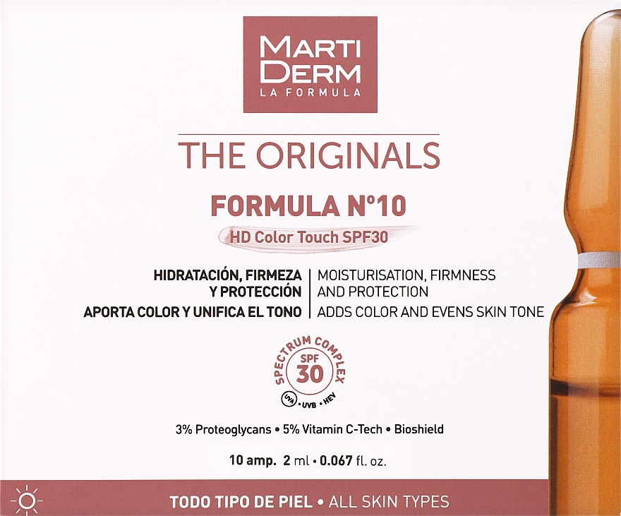 Антивозрастные ампулы для лица - MartiDerm Originals Formula №10 HD Color Touch SPF30 
