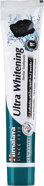 Чорна відбілювальна паста з активованим вугіллям - Himalaya Herbals Ultra Whitening Herbal Toothpaste — фото N2