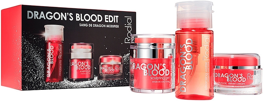 Набор - Rodial Dragon`s Blood Edit (micel/water/100ml + f/gel/50ml + f/cr/50ml) — фото N1