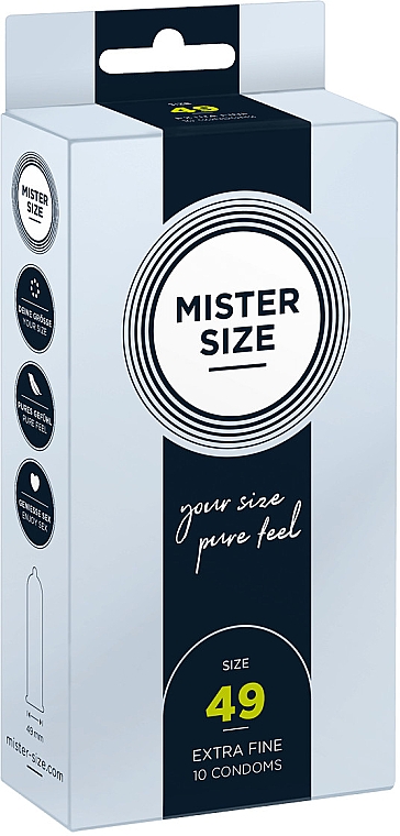 Презервативи латексні, розмір 49, 10 шт. - Mister Size Extra Fine Condoms — фото N1