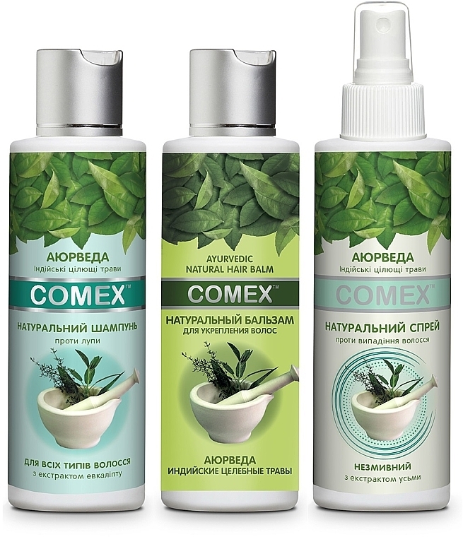 УЦЕНКА Набор "Комплекс против перхоти" - Comex Ayurvedic Natural (shm/150ml + balm/150ml + spray/150ml) * — фото N2