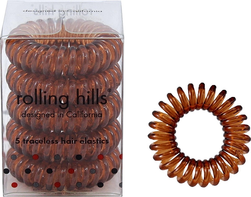 Резинка-браслет для волосся, коричневий - Rolling Hills 5 Traceless Hair Rings Coffee — фото N1