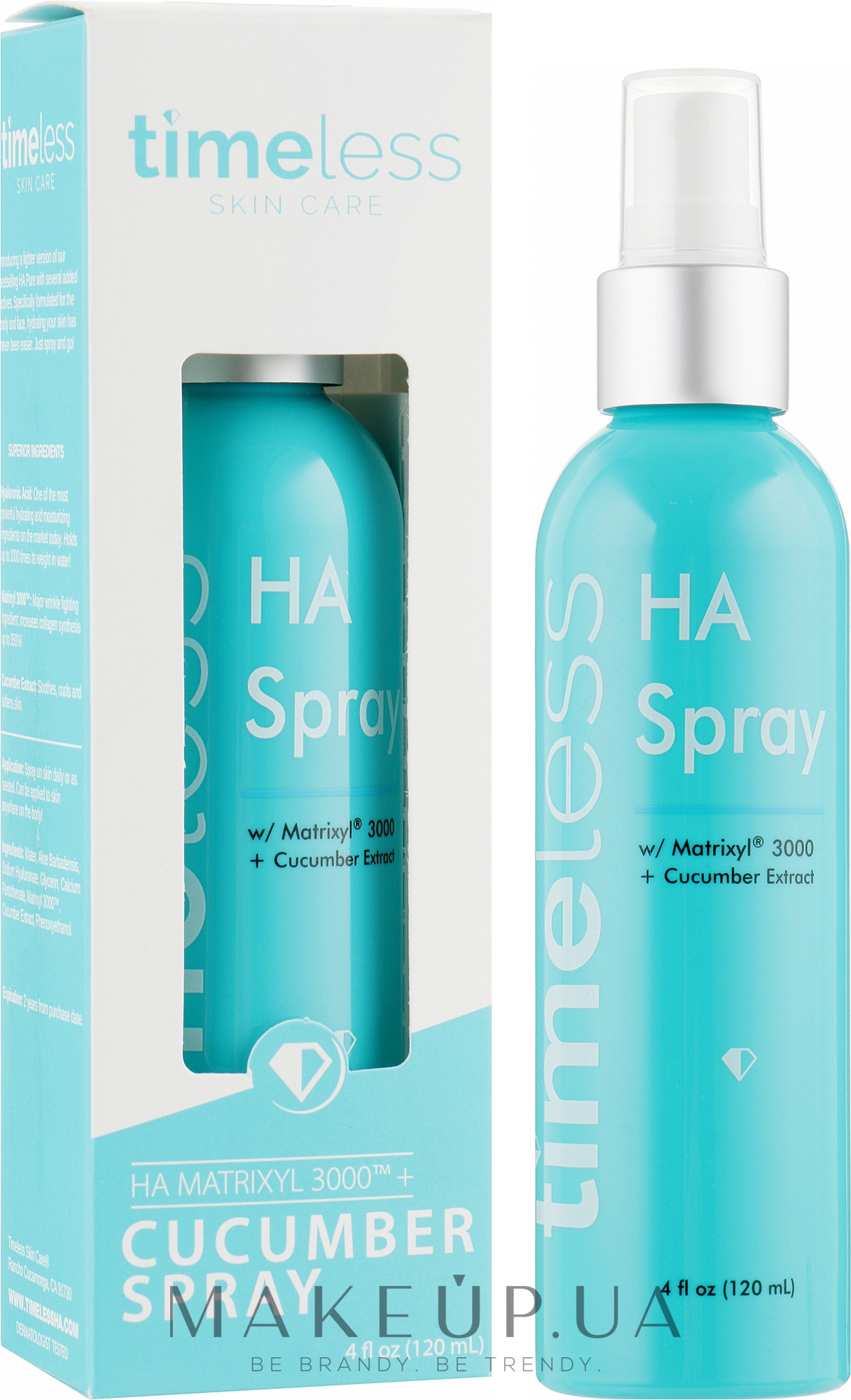 Освежающий и увлажняющий спрей для лица - Timeless Skin Care HA Matrixyl 3000 Cucumber Spray  — фото 120ml