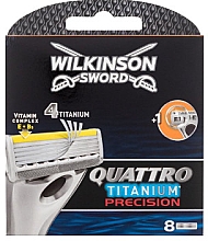 Духи, Парфюмерия, косметика Сменные картриджи для бритвы, 8 шт. - Wilkinson Sword Quattro Titanium Precision