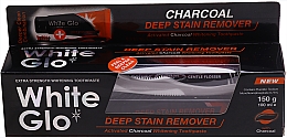 Набір - White Glo Charcoal Deep Stain Remover Toothpaste (toothpaste/100ml + toothbrush) — фото N1