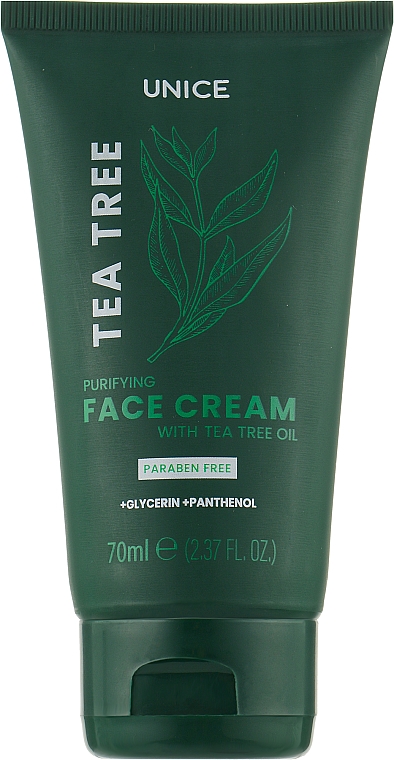 Крем для лица с маслом чайного дерева - Unice Tea Tree Oil Face Cream Paraben Free — фото N1