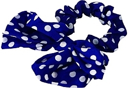 Резинка для волос с бантиком, синяя в белый горох - Lolita Accessories — фото N1