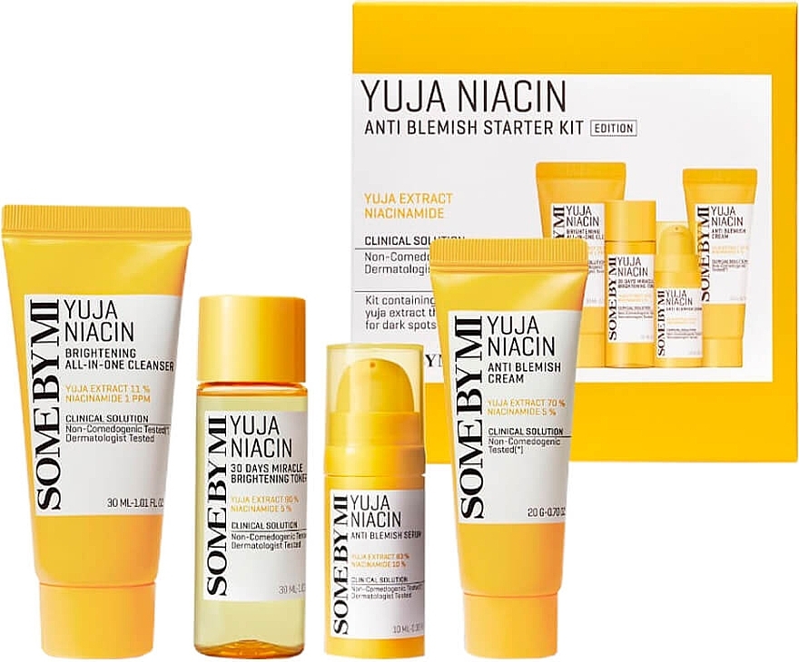 Набор - Some By Mi Yuja Niacin Anti Blemish Starter Kit (f/toner/30ml + f/ser/10ml + f/cr/20g + f/gel/30ml) — фото N1