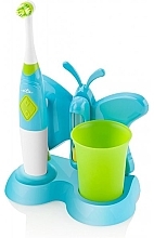 Дитяча зубна щітка на підставці зі стаканчиком, зелена - ETA Toothbrush With Water Cup And Holder Sonetic — фото N1