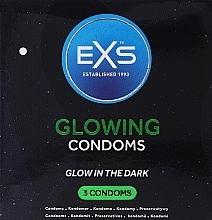 Духи, Парфюмерия, косметика Презервативы светящиеся в темноте, 3шт. - EXS Condoms Glow in Dark